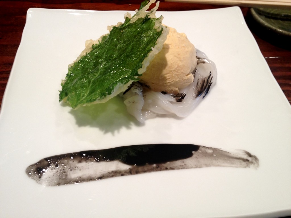 Ika Somen (Squid Noodles) w/Uni (Sea Urchin) Ice Cream @ Kiriko (© 2013 The Offalo)