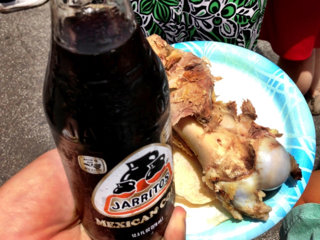 Chichen Itza's Pork Bone "Taco" & Jarritos' Mexican Cola (© 2013 The Offalo)