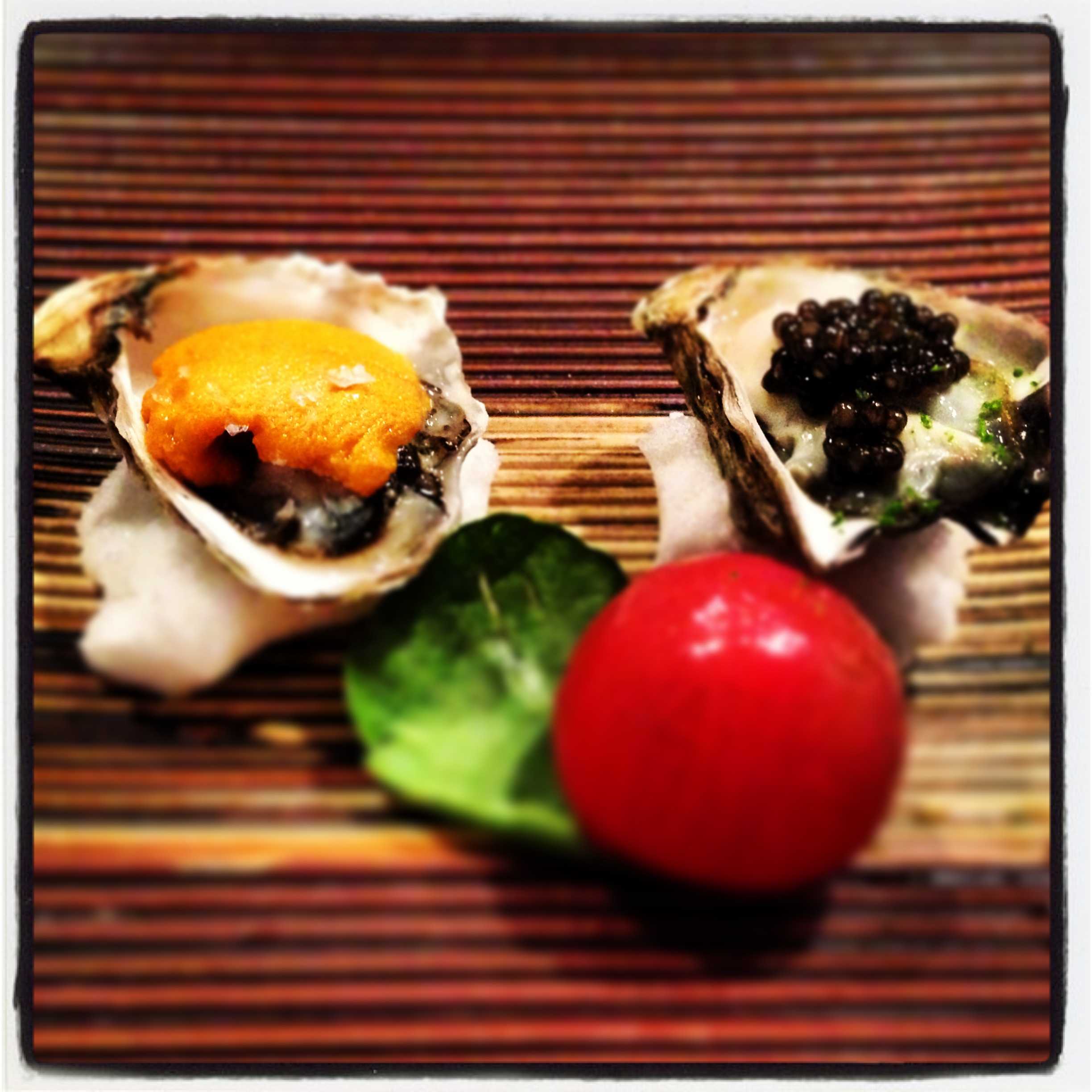 Oysters with Uni and Caviar, Marinated Tomato @ Shunji (© 2013 The Offalo)
